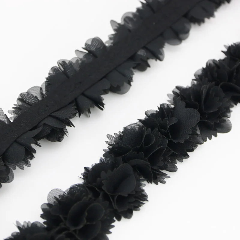 (1 Meter) Chiffon Lace Fabric Webbing Decoration Flower Gift Ribbons Crafts Non-Woven Fabrics Base Laces