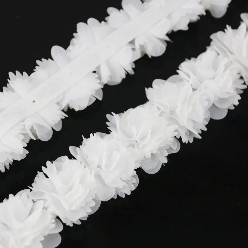 (1 Meter) Chiffon Lace Fabric Webbing Decoration Flower Gift Ribbons Crafts Non-Woven Fabrics Base Laces