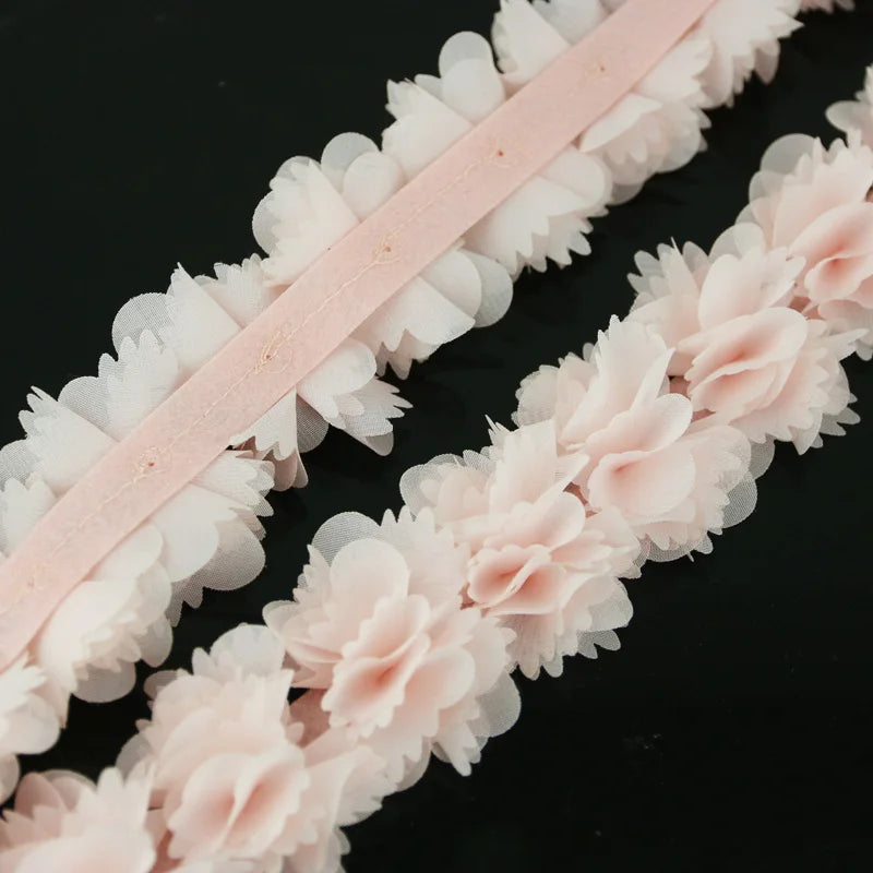 (1 Meter) Chiffon Lace Fabric Webbing Decoration Flower Gift Ribbons Crafts Non-Woven Fabrics Base Laces