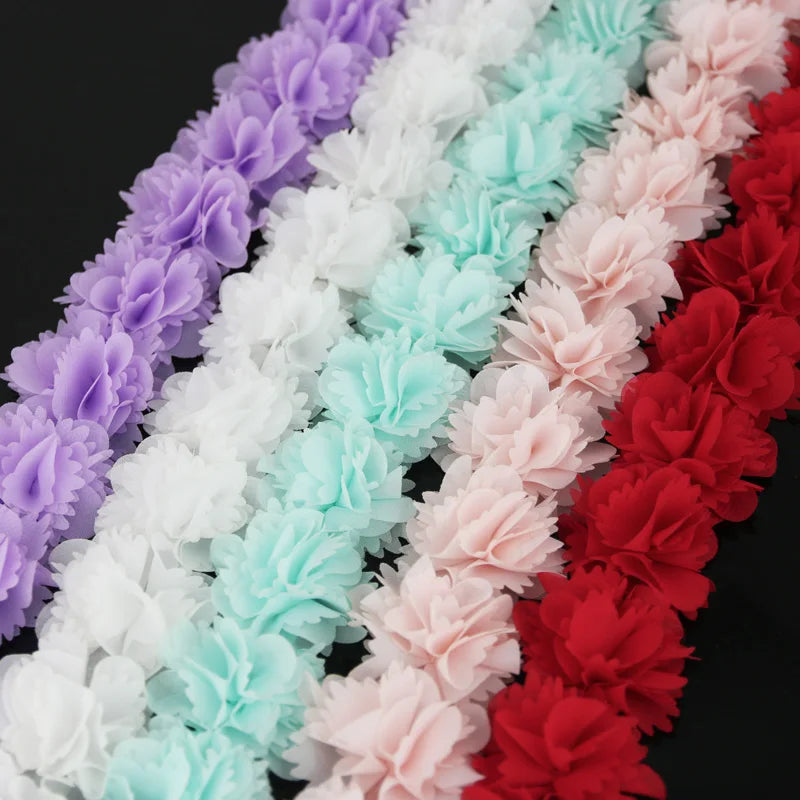 (1 Meter) Chiffon Lace Fabric Webbing Decoration Flower Gift Ribbons Crafts Non-Woven Fabrics Base Laces