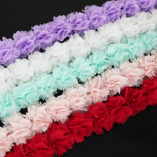 (1 Meter) Chiffon Lace Fabric Webbing Decoration Flower Gift Ribbons Crafts Non-Woven Fabrics Base Laces