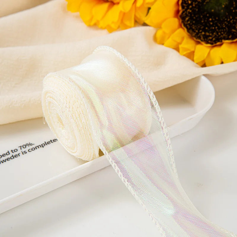 10Yards Fishtail Chiffon Ribbon Wavy Edged Organza Ribbon For DIY Crafts Bouquet Gift Wrapping Wedding Decoration Sewing Accesso