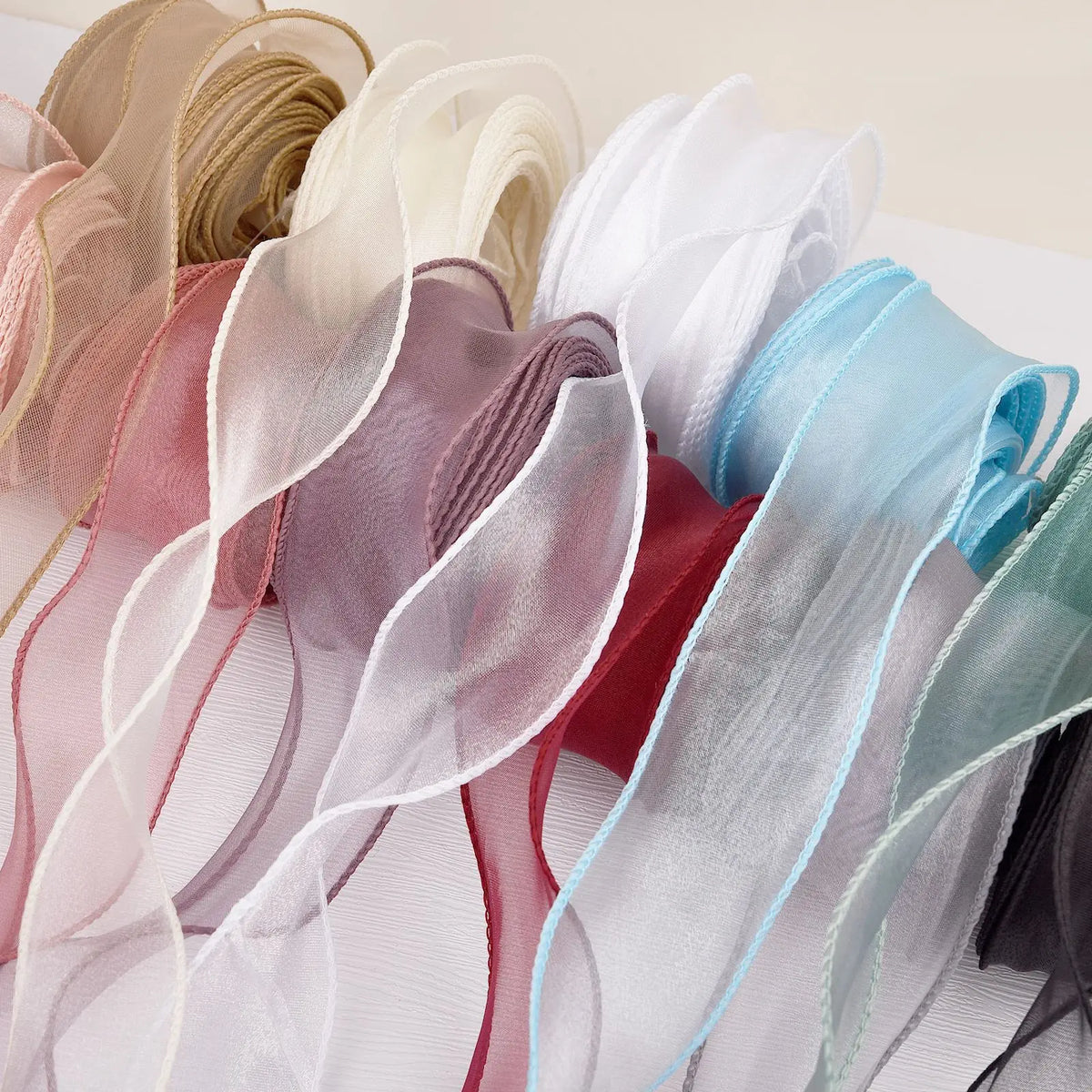 Ribbon Organza Chiffon Silk Satin For DIY Craft Gift Wrapping Decoration Wedding Bouquets Wreath Sewing Supplies