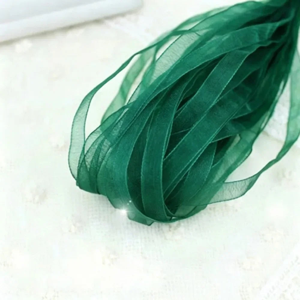 10 Yards Fishtail Yarn Ribbons Wave Edge Pleated Chiffon Ribbon Gifts Packaging Material Wedding Birthday Party Flower DIY Decor