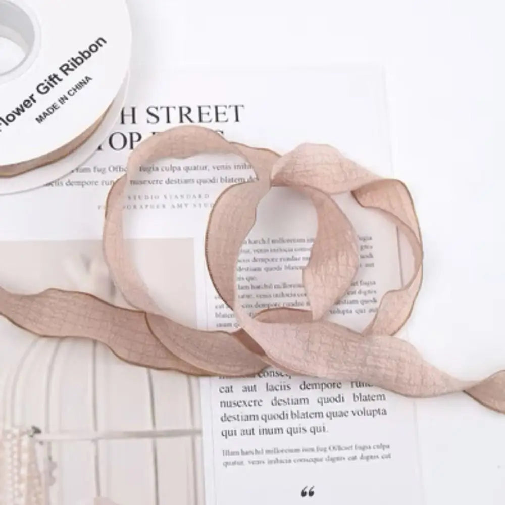 10 Yards Fishtail Yarn Ribbons Wave Edge Pleated Chiffon Ribbon Gifts Packaging Material Wedding Birthday Party Flower DIY Decor