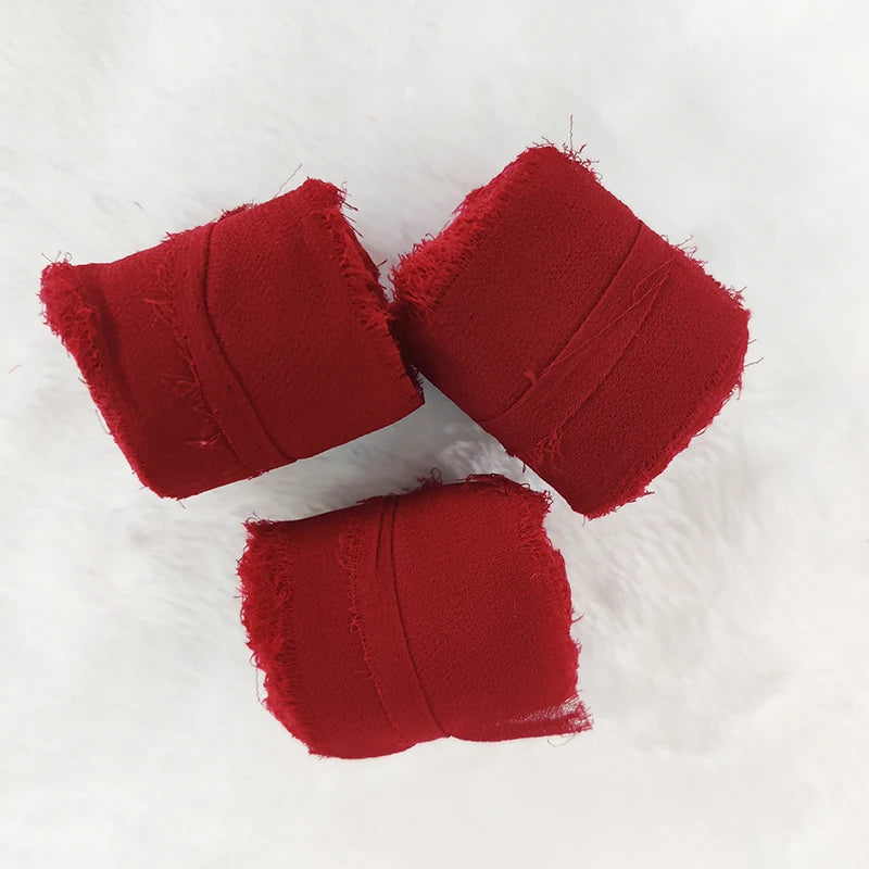 3 Rolls Chiffon Ribbon Fringe Fabric Set for Bouquets Wrapping, Wedding Invitations, Decorations, Gifts Wrapping & Bow Making