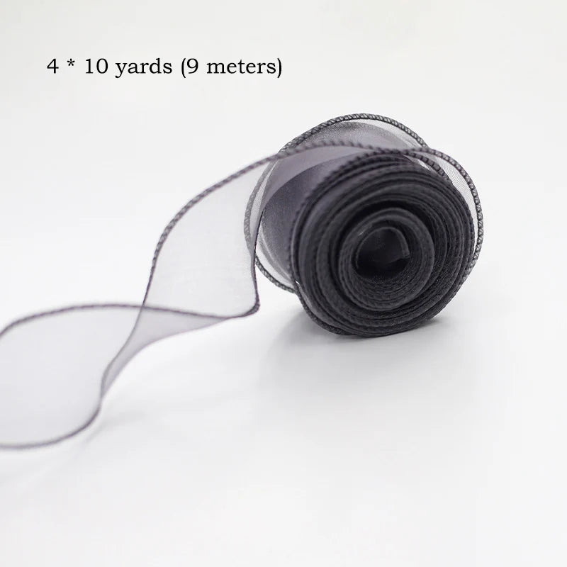 10yards/Roll Sheer Chiffon Ribbon Organza Satin Ribbons For Gift Wrapping Decoration Wedding Bouquets Wreath Sewing Supplies