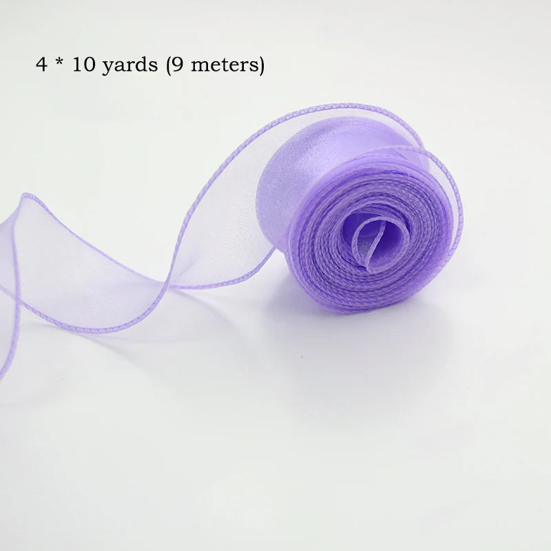 10yards/Roll Sheer Chiffon Ribbon Organza Satin Ribbons For Gift Wrapping Decoration Wedding Bouquets Wreath Sewing Supplies