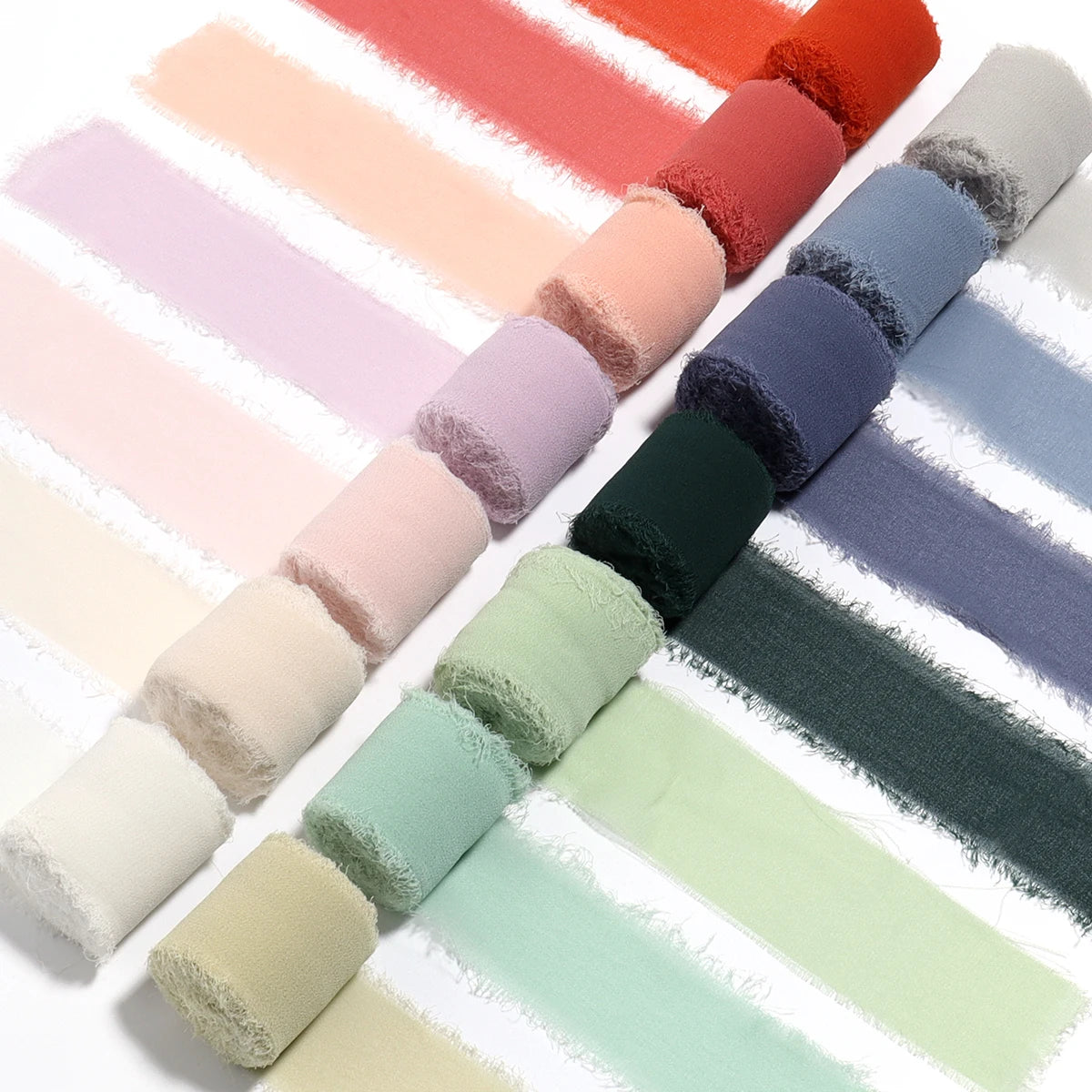 5 Meter/roll Color Chiffon Silk Ribbons Handmade Frayed Edged Ribbon for Gift Wrapping Party Wedding Decoration Materials