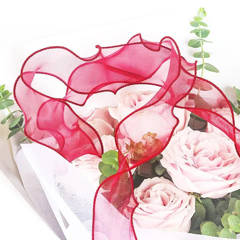 2.2/10m Fishtail Chiffon Ribbon Wavy Edge Organza Lace Ribbon Bouquet Gifts Packaging Wedding Party Decorations Sewing Supplies