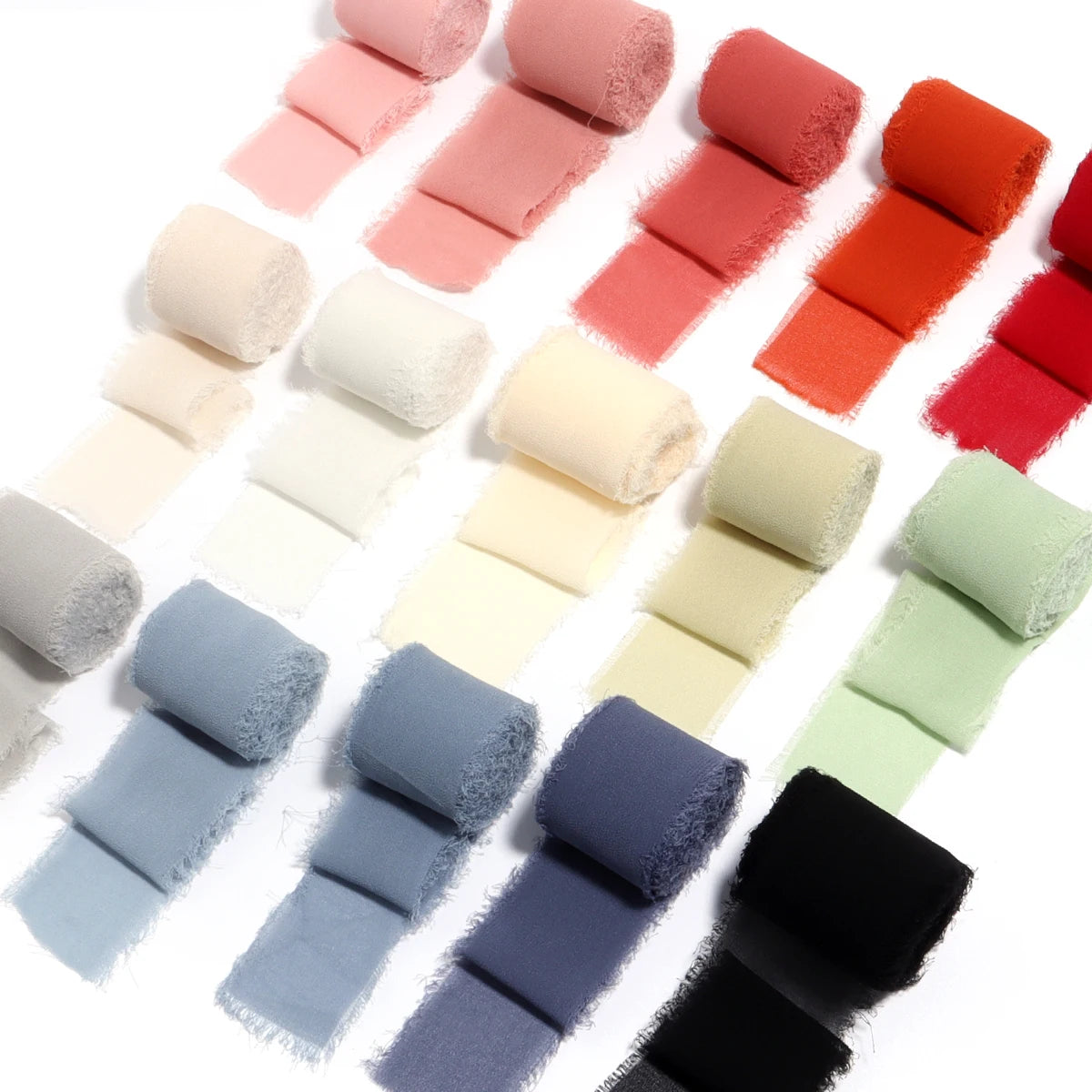 5 Meter/roll Color Chiffon Silk Ribbons Handmade Frayed Edged Ribbon for Gift Wrapping Party Wedding Decoration Materials
