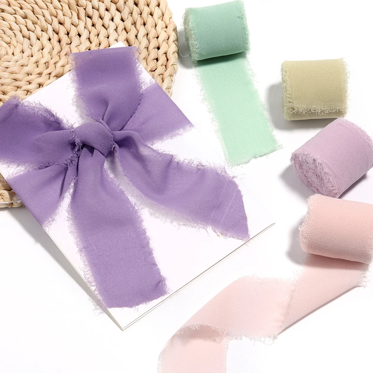 5 Meter/roll Color Chiffon Silk Ribbons Handmade Frayed Edged Ribbon for Gift Wrapping Party Wedding Decoration Materials