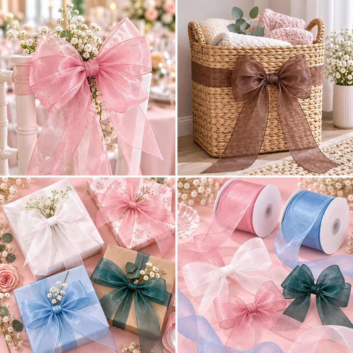5 Yards Sheer Chiffon Ribbon Suitable for Gift Wrapping, Wedding Decor, Home Decor, Girl Hair Accessories Handmade DIY