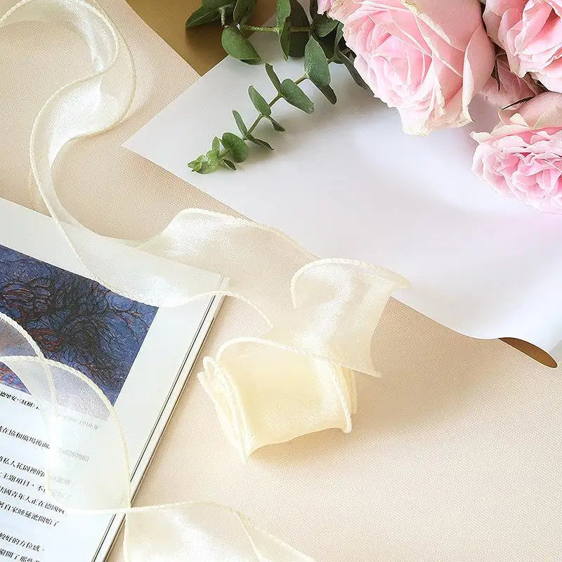 2.2/10m Fishtail Chiffon Ribbon Wavy Edge Organza Lace Ribbon Bouquet Gifts Packaging Wedding Party Decorations Sewing Supplies
