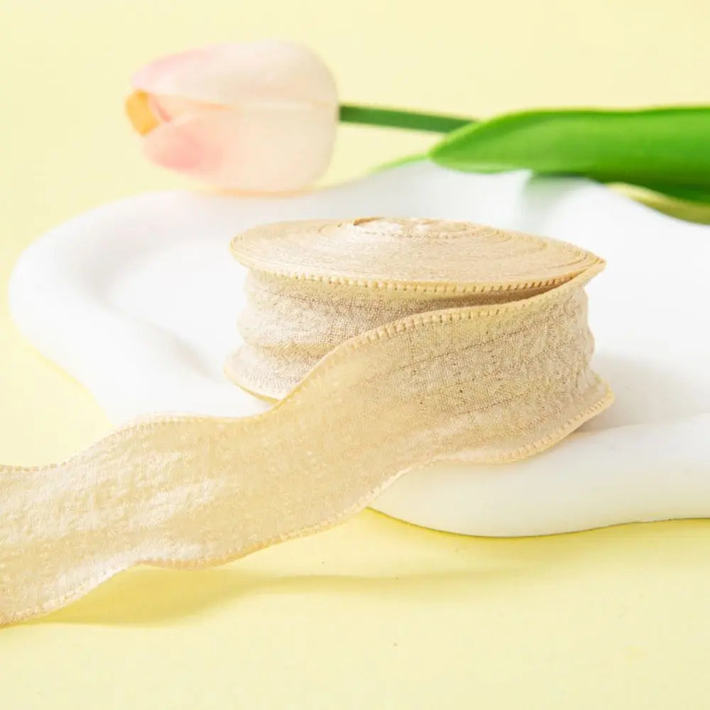 10 Yards Fishtail Yarn Ribbons Wave Edge Pleated Chiffon Ribbon Gift Wrapping Bouquets Packaging Material DIY Decor