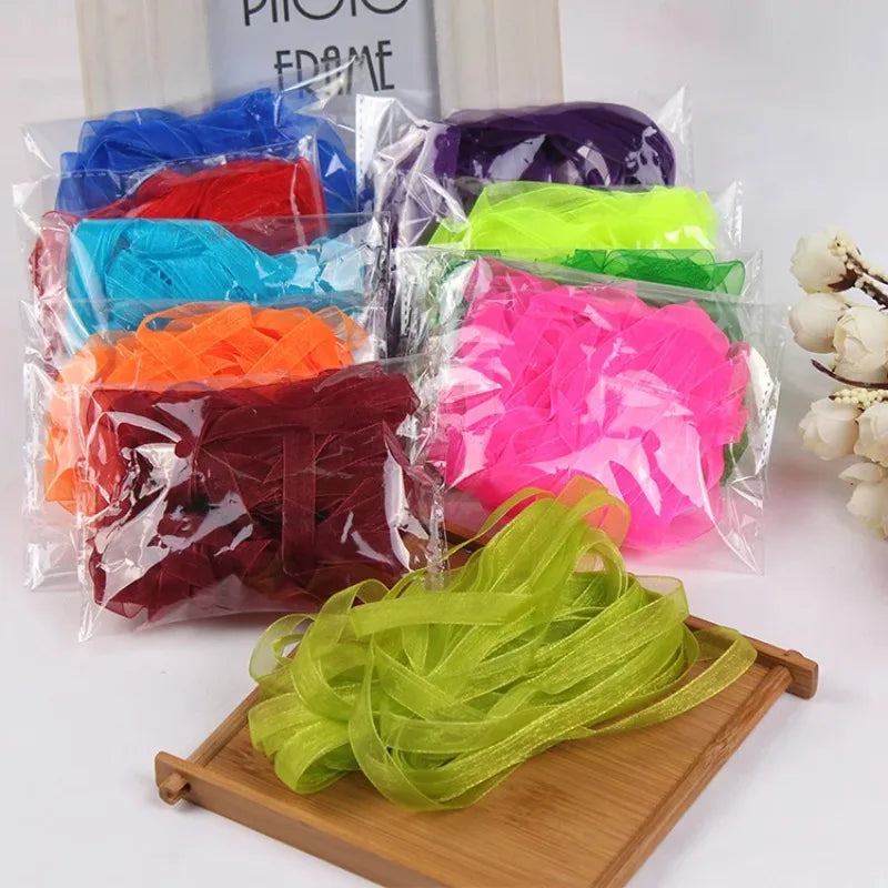 10meters 10mm Chiffon Ribbon Organza Lace Ribbons for DIY Crafts Christmas Halloween Wedding Decoration Gift Wrapping Fabric