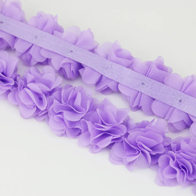 (1 Meter) Pink Meat Chiffon Lace Fabric Webbing Decoration Flower Gift Ribbons Crafts Non-Woven Fabrics Base