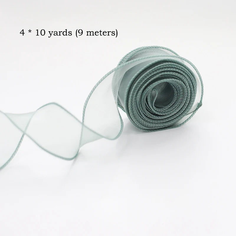 10yards/Roll Sheer Chiffon Ribbon Organza Satin Ribbons For Gift Wrapping Decoration Wedding Bouquets Wreath Sewing Supplies