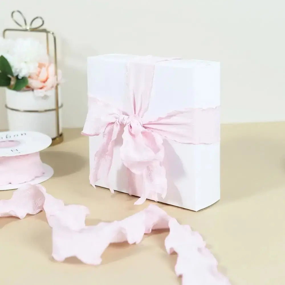 10 Yards Fishtail Yarn Ribbons Wave Edge Pleated Chiffon Ribbon Gift Wrapping Bouquets Packaging Material DIY Decor