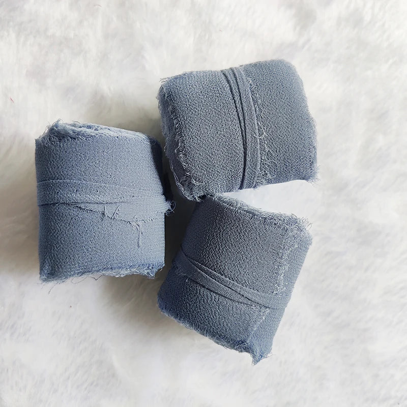 3 Rolls Chiffon Ribbon Fringe Fabric Set for Bouquets Wrapping, Wedding Invitations, Decorations, Gifts Wrapping & Bow Making