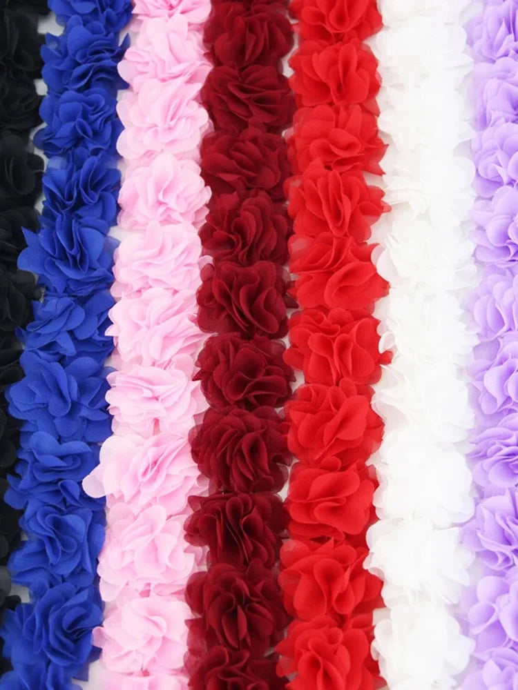 (1 Meter) Pink Meat Chiffon Lace Fabric Webbing Decoration Flower Gift Ribbons Crafts Non-Woven Fabrics Base