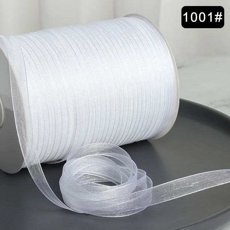 10meters 10mm Chiffon Ribbon Organza Lace Ribbons for DIY Crafts Christmas Halloween Wedding Decoration Gift Wrapping Fabric