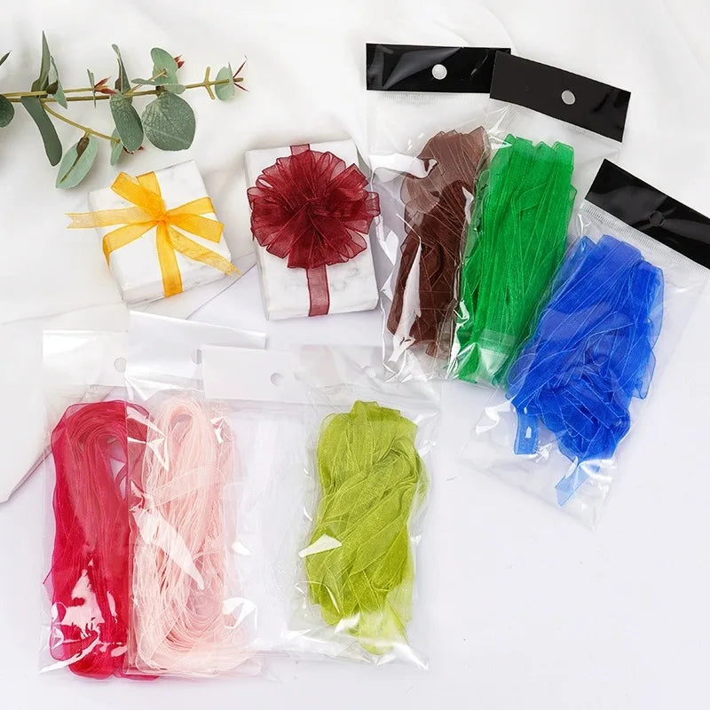 10meters 10mm Chiffon Ribbon Organza Lace Ribbons for DIY Crafts Christmas Halloween Wedding Decoration Gift Wrapping Fabric