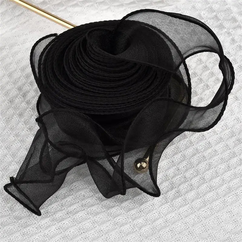 2.2/10m Fishtail Chiffon Ribbon Wavy Edge Organza Lace Ribbon Bouquet Gifts Packaging Wedding Party Decorations Sewing Supplies