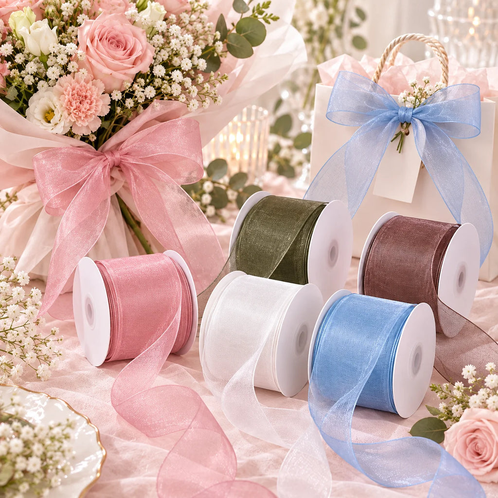5 Yards Sheer Chiffon Ribbon Suitable for Gift Wrapping, Wedding Decor, Home Decor, Girl Hair Accessories Handmade DIY