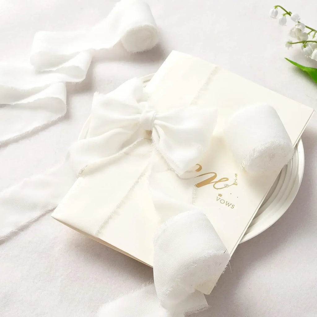 3 Rolls of 5-meter White Chiffon Ribbons for Wedding Invitations, Bridal Bouquets, Gift Boxes, Bow Decorations Christmas Ribbon