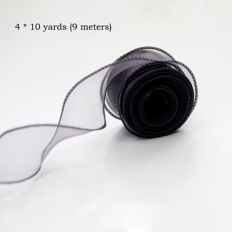 10yards/Roll Sheer Chiffon Ribbon Organza Satin Ribbons For Gift Wrapping Decoration Wedding Bouquets Wreath Sewing Supplies