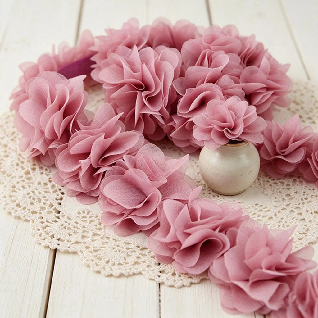 Chiffon Lace Fabric Webbing Decoration Flower Gift Ribbons Crafts Non-woven Fabrics Base