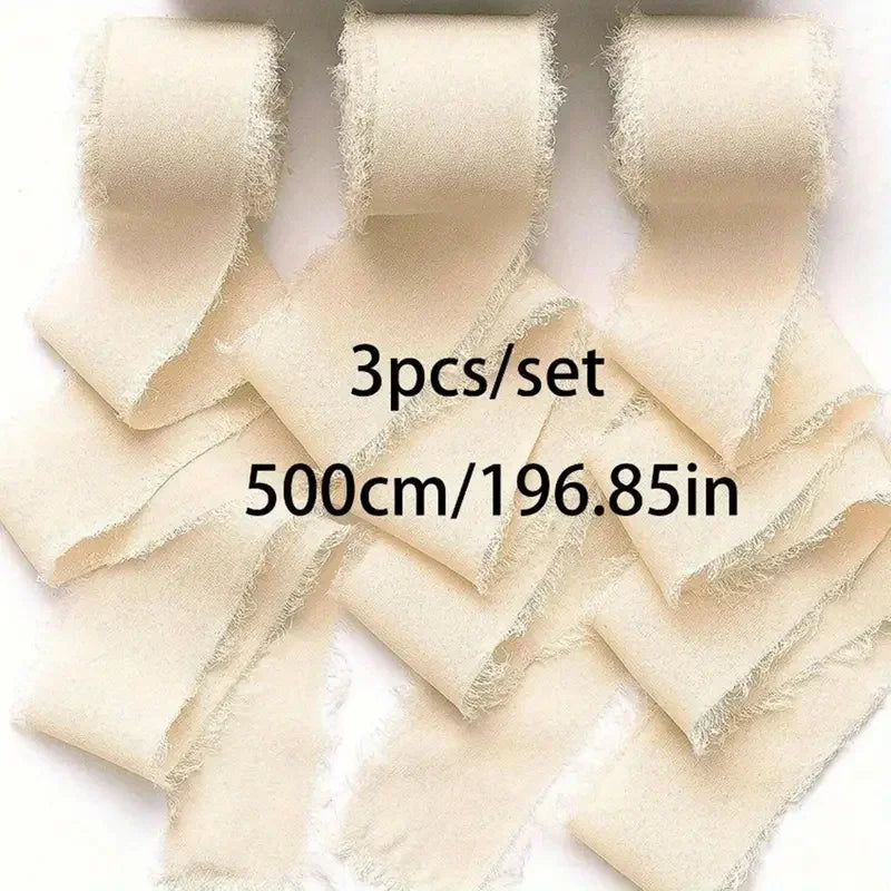 3 Rolls of 5-meter White Chiffon Ribbons for Wedding Invitations, Bridal Bouquets, Gift Boxes, Bow Decorations Christmas Ribbon