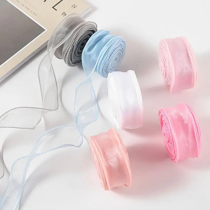 10Yards Fishtail Chiffon Ribbon Wavy Edged Organza Ribbon For DIY Crafts Bouquet Gift Wrapping Wedding Decoration Sewing Accesso