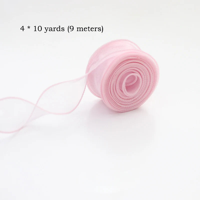 10yards/Roll Sheer Chiffon Ribbon Organza Satin Ribbons For Gift Wrapping Decoration Wedding Bouquets Wreath Sewing Supplies