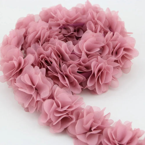 (1 Meter) Pink Meat Chiffon Lace Fabric Webbing Decoration Flower Gift Ribbons Crafts Non-Woven Fabrics Base